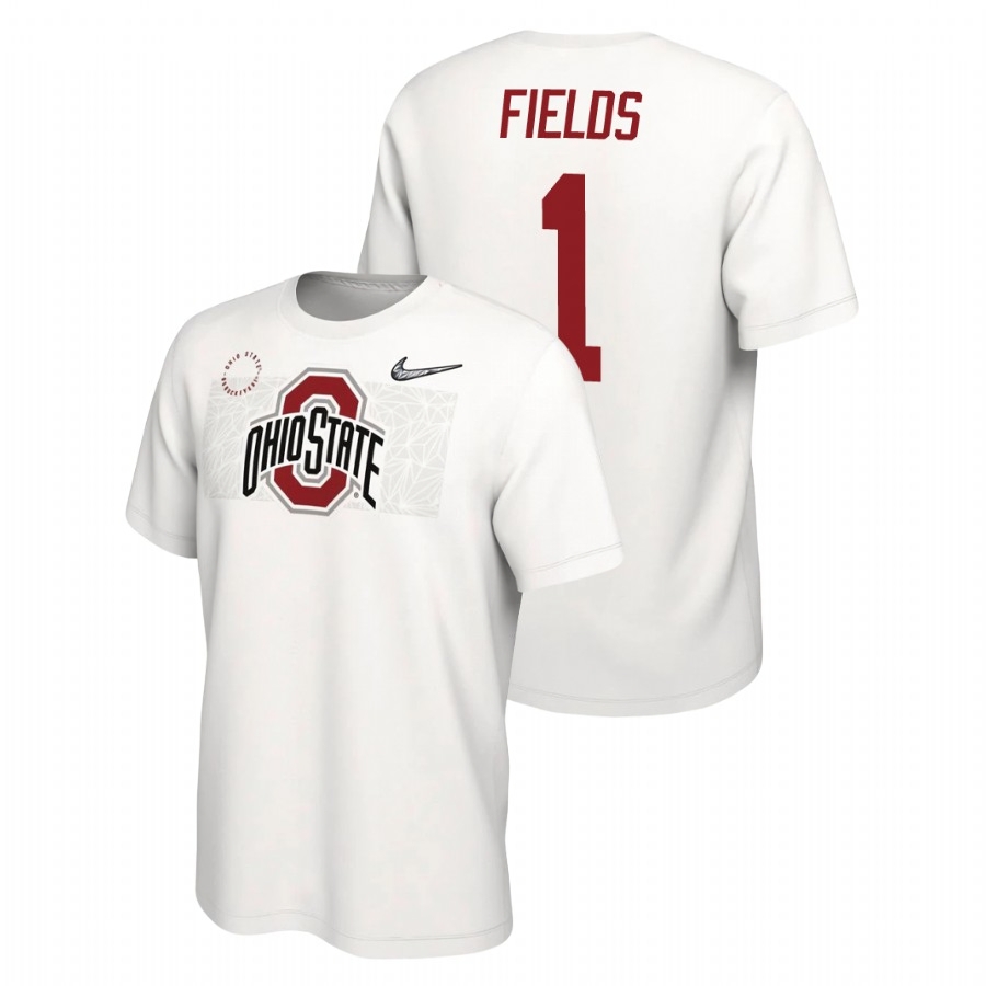 Ohio State Buckeyes Men's NCAA Justin Fields #1 White Nike Playoff College Football T-Shirt NER2549EX